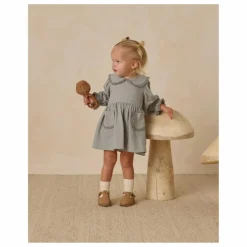 Robe Col Gaze de Coton Bio | Bleu gris