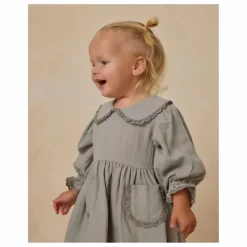 Robe Col Gaze de Coton Bio | Bleu gris