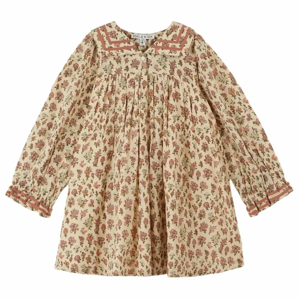 Robe Col Marin Fleurie | Beige