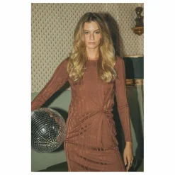 Robe Courte Nouée en Rib | Brun