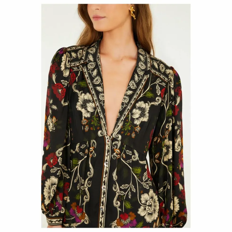 Robe Courte Rococo Flowers | Noir