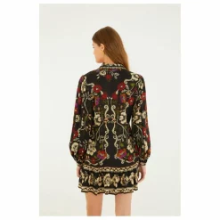 Robe Courte Rococo Flowers | Noir