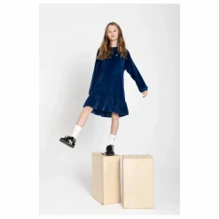 Robe courte volant | Bleu nuit