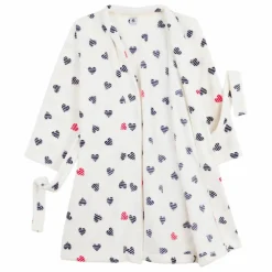 Robe de Chambre Cœurs Rayés | Blanc