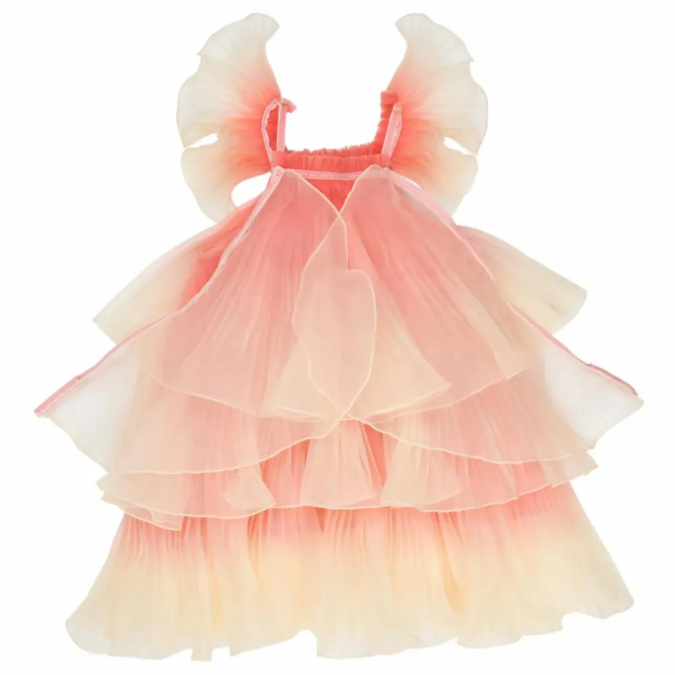 Robe de fée plissée en organza avec sa baguette magique