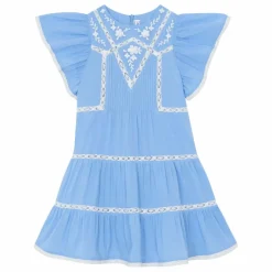 Robe Dentelle Volants | Bleu azur