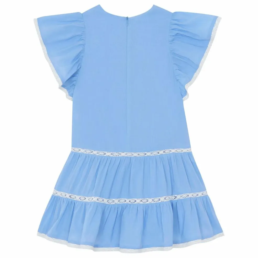 Robe Dentelle Volants | Bleu azur