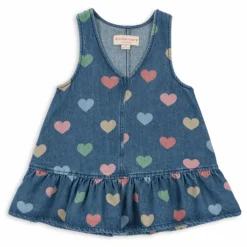 Robe en Jean Magot Cœurs Coton Bio | Bleu