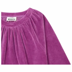 Robe Fille Courte à Volants en Velours | Rose fuschia