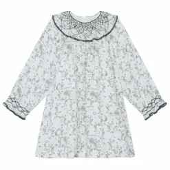 Robe Fleurie Col Smocké | Blanc