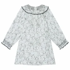 Robe Fleurie Col Smocké | Blanc