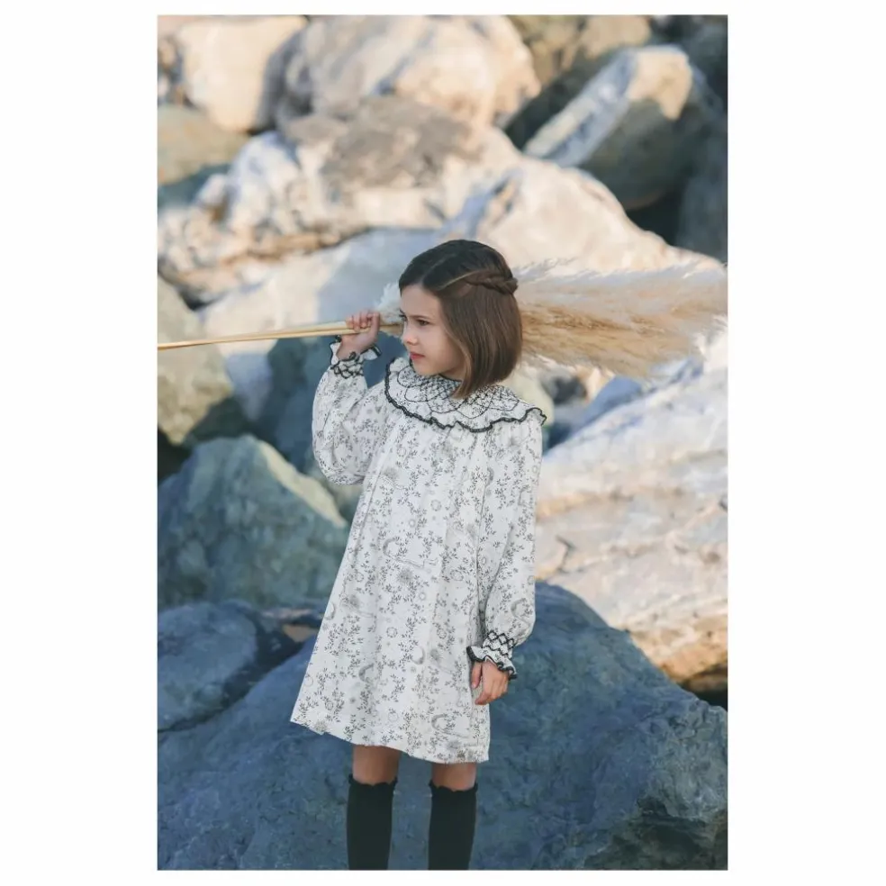 Robe Fleurie Col Smocké | Blanc