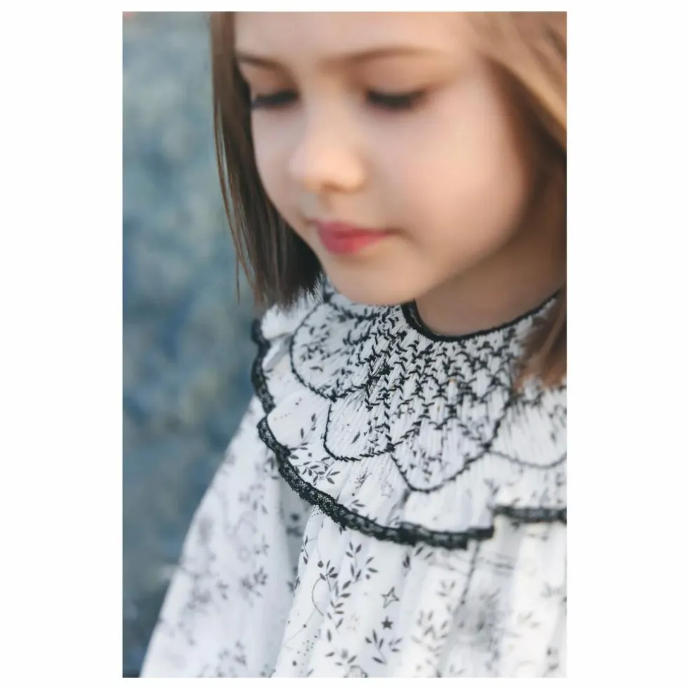 Robe Fleurie Col Smocké | Blanc