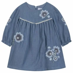 Robe Fleurie Denim | Bleu