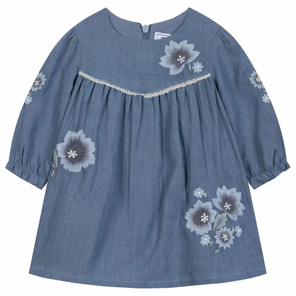 Robe Fleurie Denim | Bleu