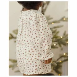Robe Fleurie Gaze Coton Bio | Ivoire