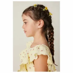 Robe Fleurs Volants | Jaune
