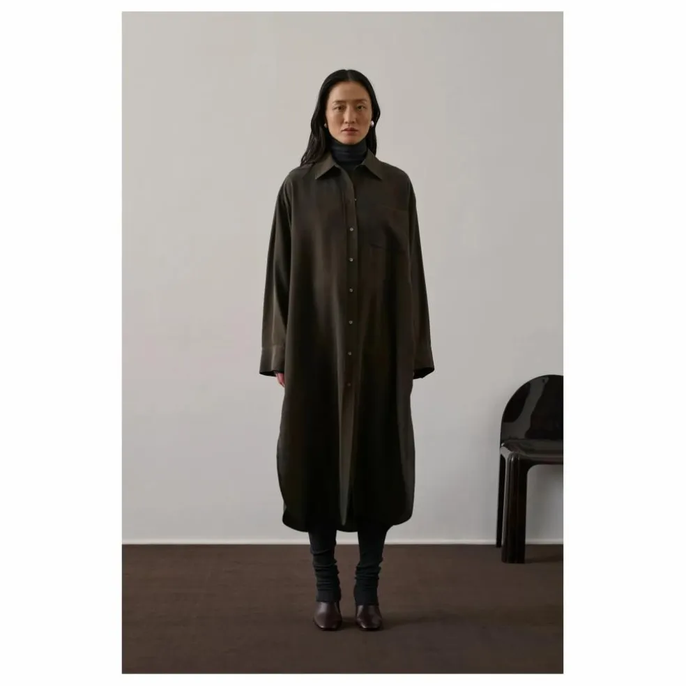 Robe Flora Soie | Kaki foncé