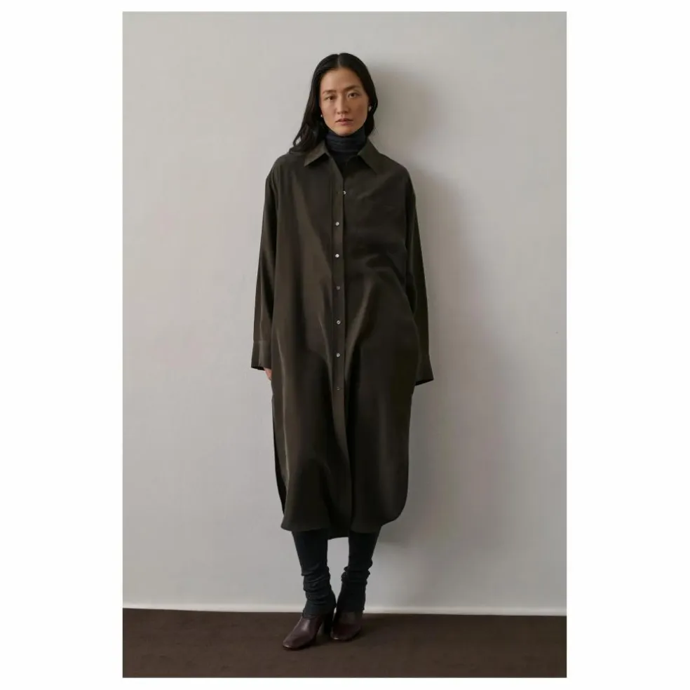 Robe Flora Soie | Kaki foncé