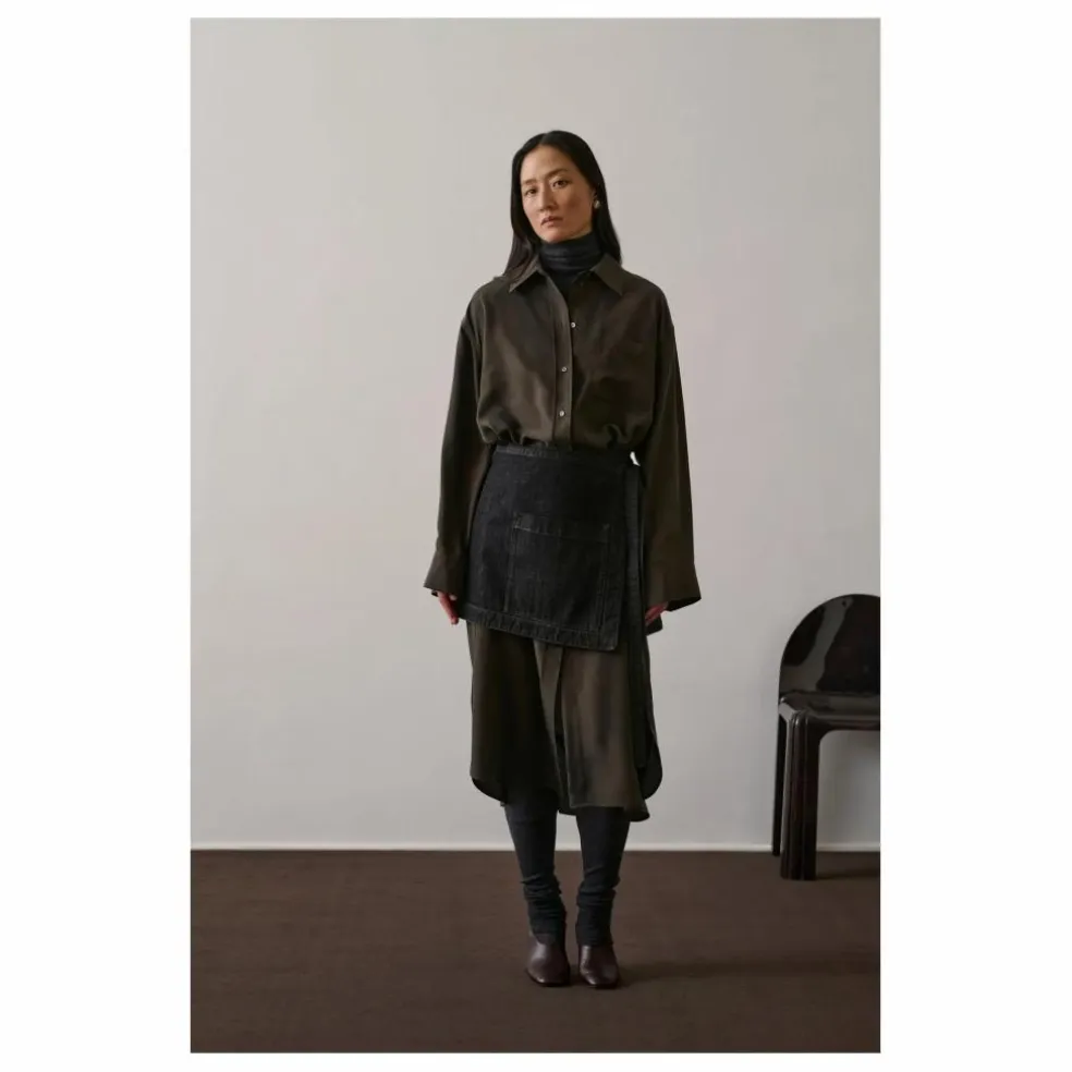 Robe Flora Soie | Kaki foncé