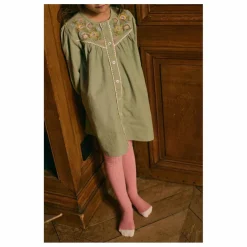 Robe Floriane Velours Côtelé Fin | Vert amande