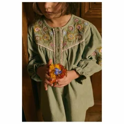 Robe Floriane Velours Côtelé Fin | Vert amande