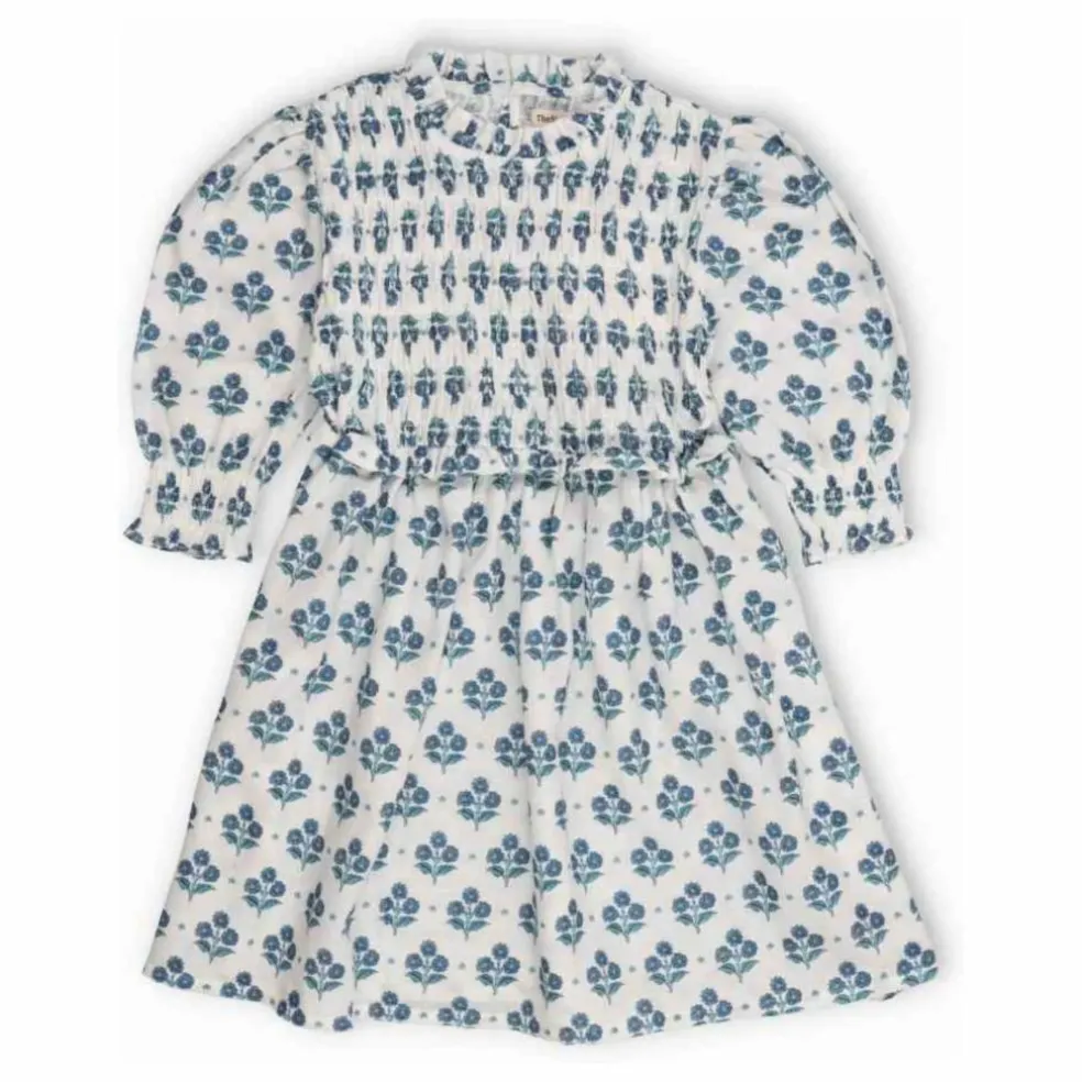 Robe Froncée Fleurs Eleni | Blanc