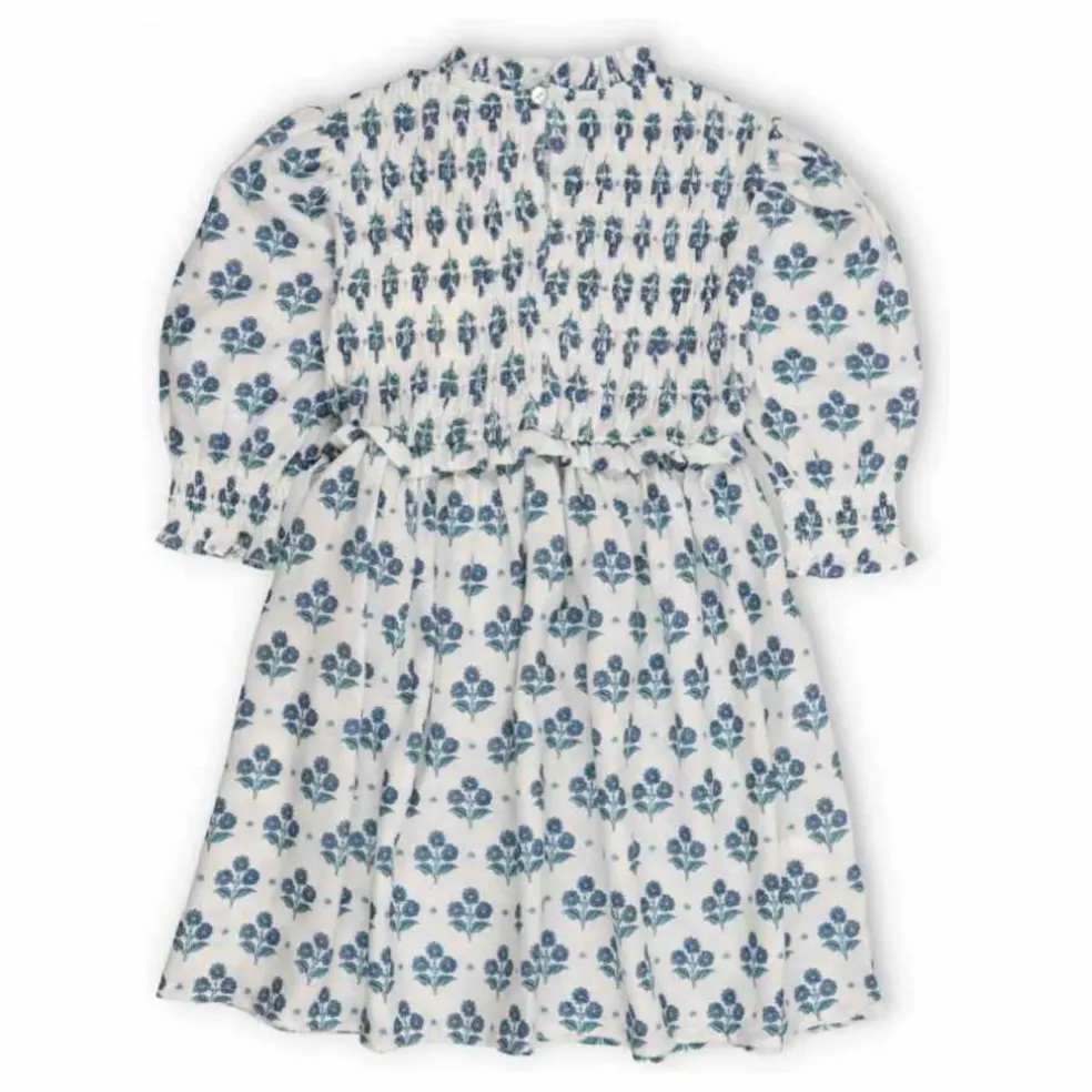 Robe Froncée Fleurs Eleni | Blanc