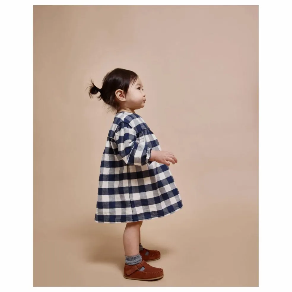 Robe Gingham Carreaux Bébé | Bleu marine