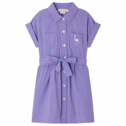 Robe Gisèle Rayée Coton Bio | Mauve