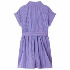 Robe Gisèle Rayée Coton Bio | Mauve