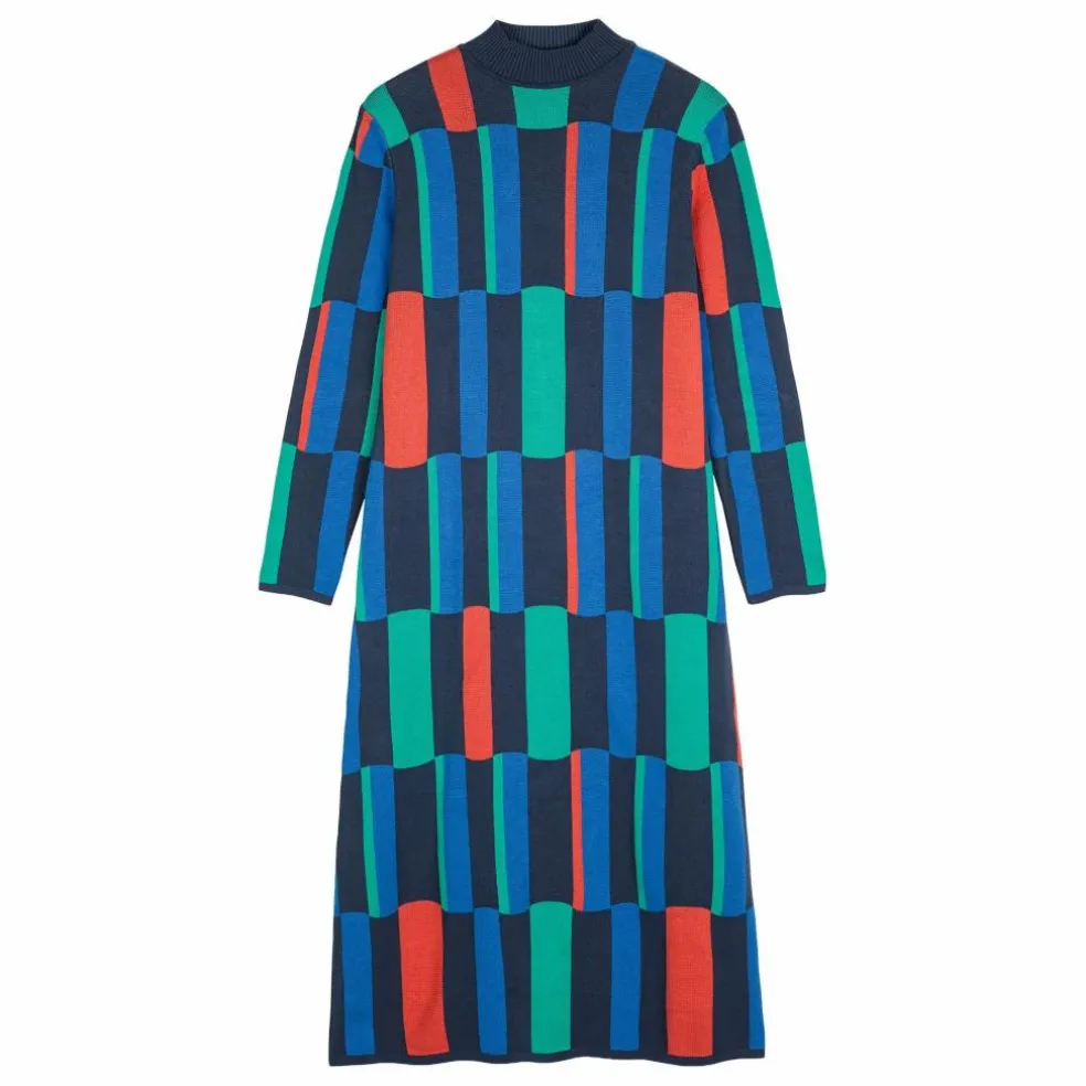 Robe Géométrique Jacquard Coton Bio - Collection Femme | Bleu