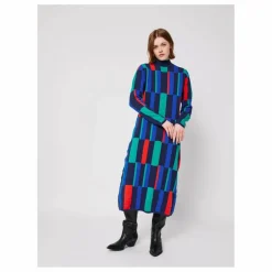 Robe Géométrique Jacquard Coton Bio - Collection Femme | Bleu