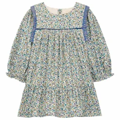 Robe Isatys Fleurie Velours Côtelé Fin | Bleu