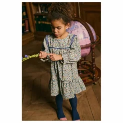 Robe Isatys Fleurie Velours Côtelé Fin | Bleu