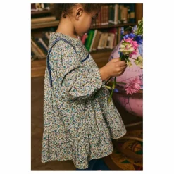 Robe Isatys Fleurie Velours Côtelé Fin | Bleu