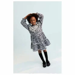 Robe Lilth Fleurie Double Gaze de Coton | Bleu marine