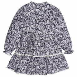 Robe Lilth Fleurie Double Gaze de Coton | Bleu marine