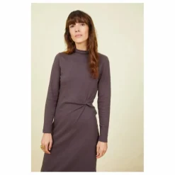 Robe Longue Nouée Femme Coton Organique | Gris anthracite