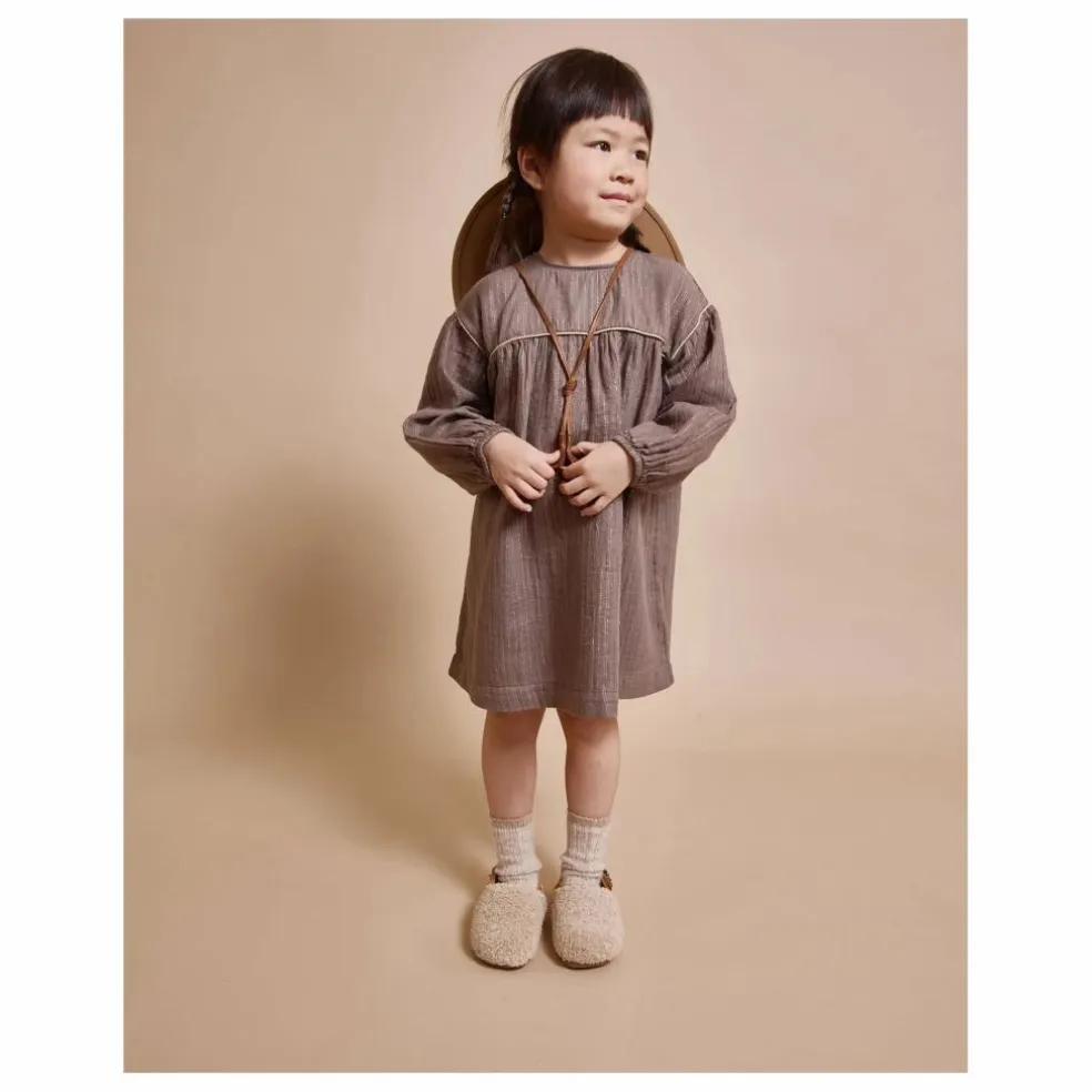 Robe Lurex Gaze de Coton Bio | Taupe