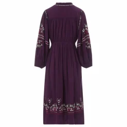Robe Midi Brodée gaze de coton bio | Violet