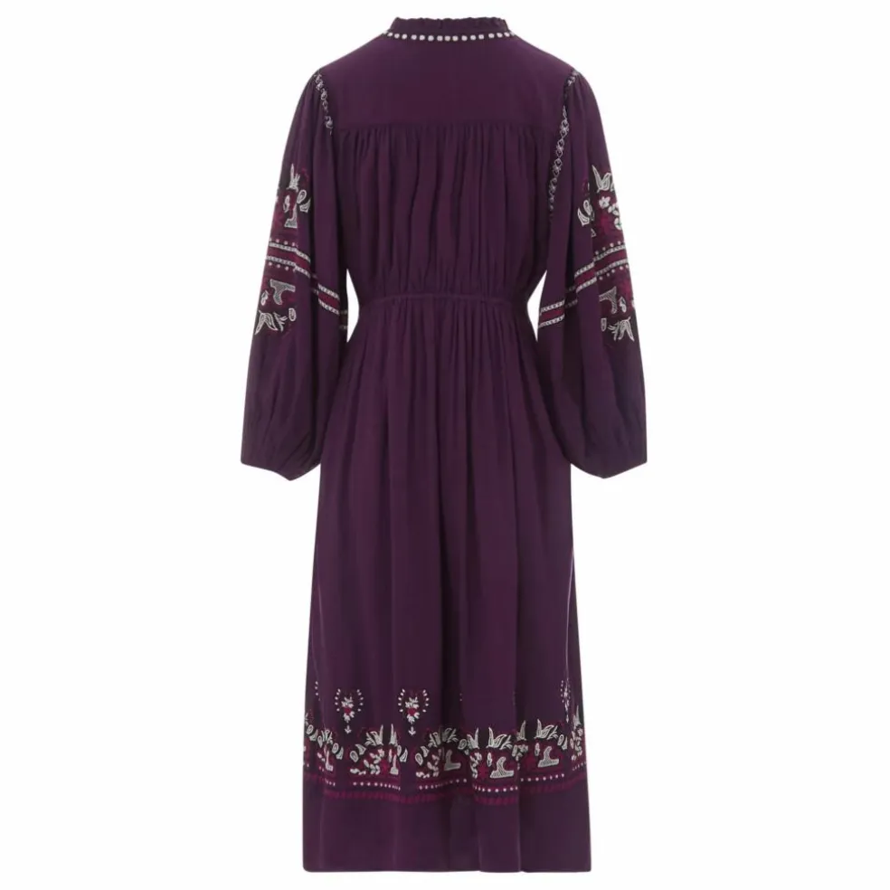 Robe Midi Brodée gaze de coton bio | Violet