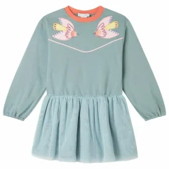 Robe Oiseaux Tulle | Bleu gris
