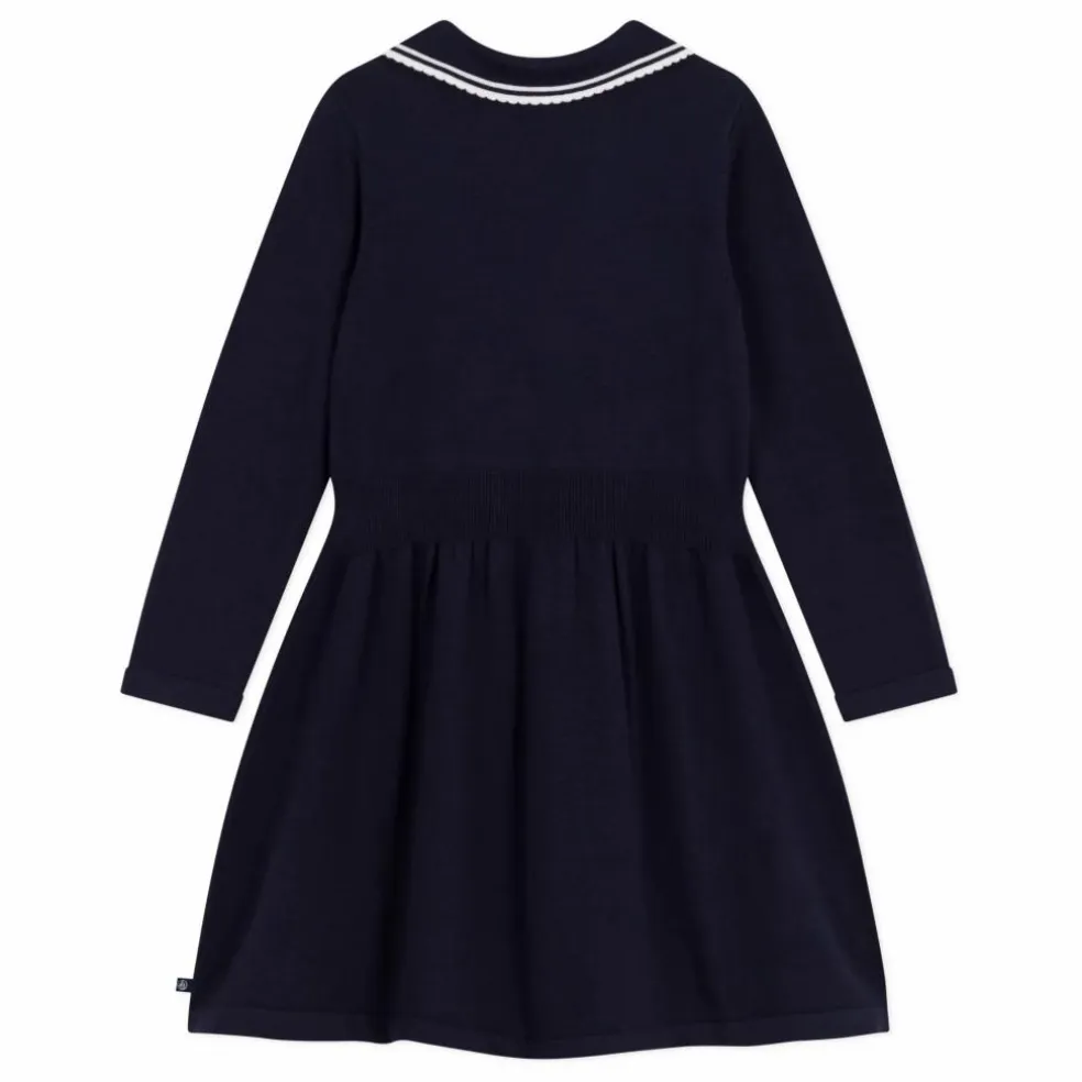 Robe Pull Col Claudine Coton Bio | Bleu marine