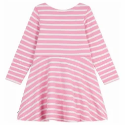 Robe Rayée Jersey Coton Bio | Rose bonbon