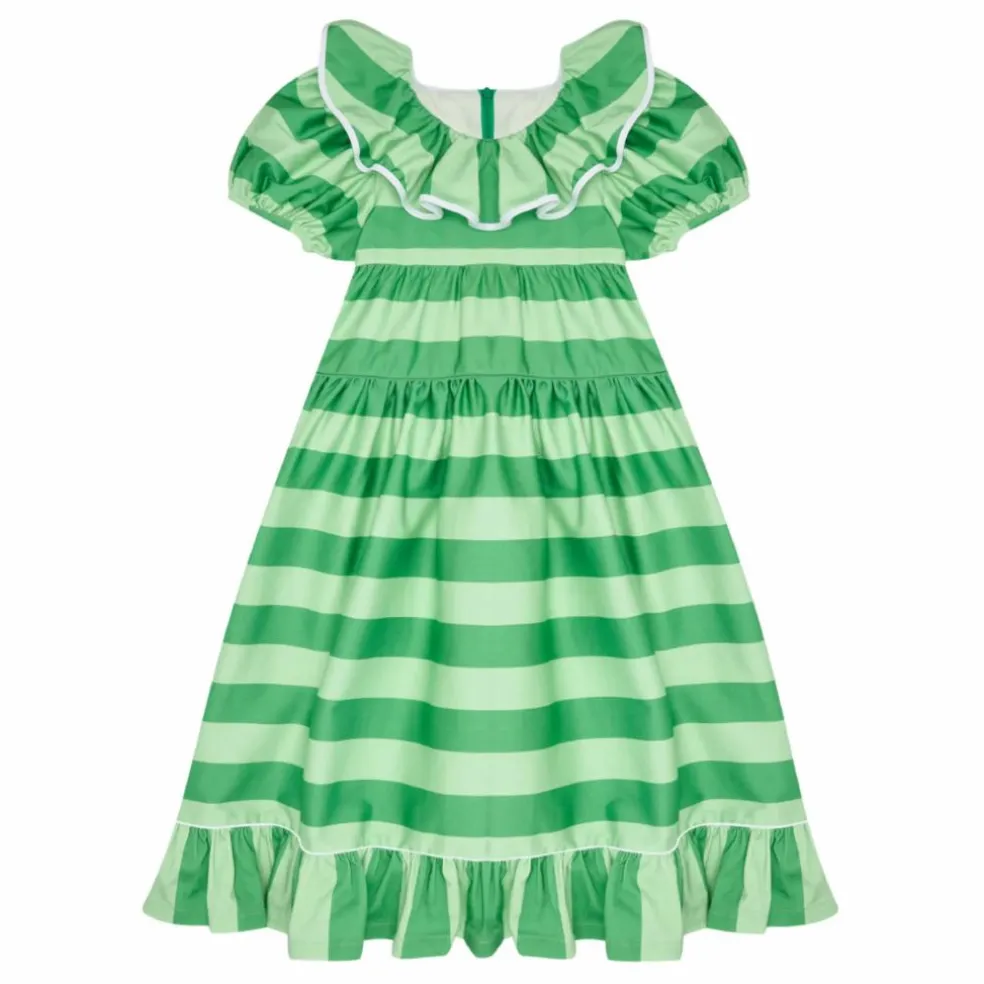 Robe Rayée Popeline de Coton | Vert