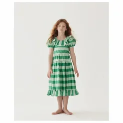 Robe Rayée Popeline de Coton | Vert