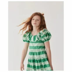 Robe Rayée Popeline de Coton | Vert