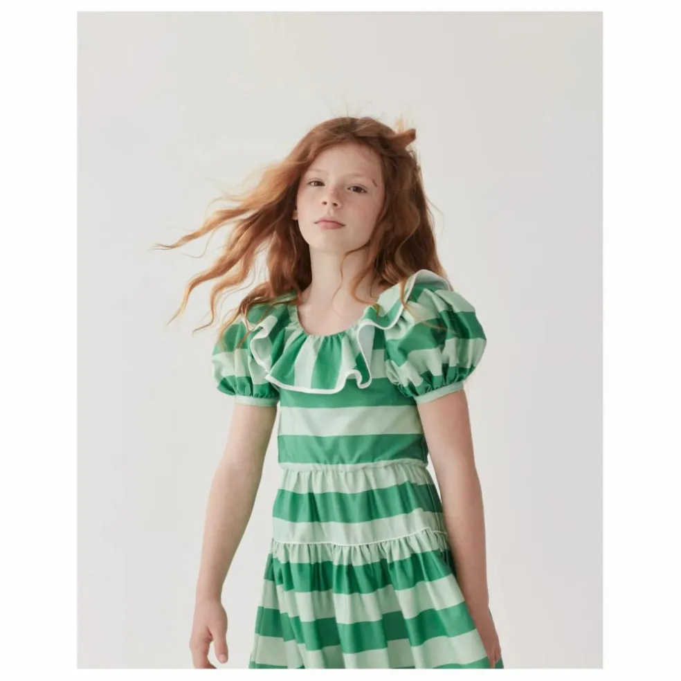 Robe Rayée Popeline de Coton | Vert