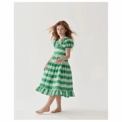 Robe Rayée Popeline de Coton | Vert